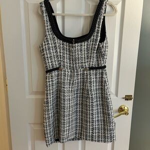 Elegant Black and White Tweed Dress